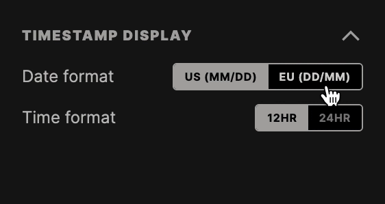 Customize how timestamps are displayed from the settings menu.